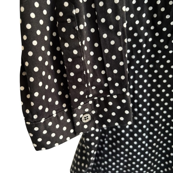 New York & Company Button Up Shirt Polka Dot Roll Tab Office Casual Size Large - Picture 7 of 16
